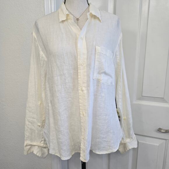NWT Citizens of Humanity Linen White Button Down Shirt S Minimalist QuietLuxury - Picture 2 of 11